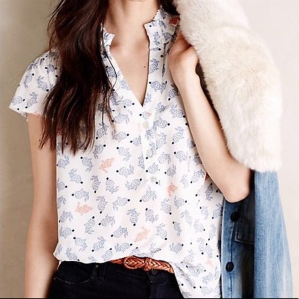 Maeve Hop Along Blouse 0 Top Anthropologie Bunny